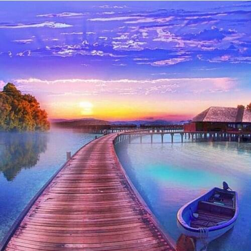 A3264 11CT/14CT/18CT/25CT/28CT oil street patterns Counted Cross Stitch DIY Cross Stitch Kits Embroidery Needlework Sets