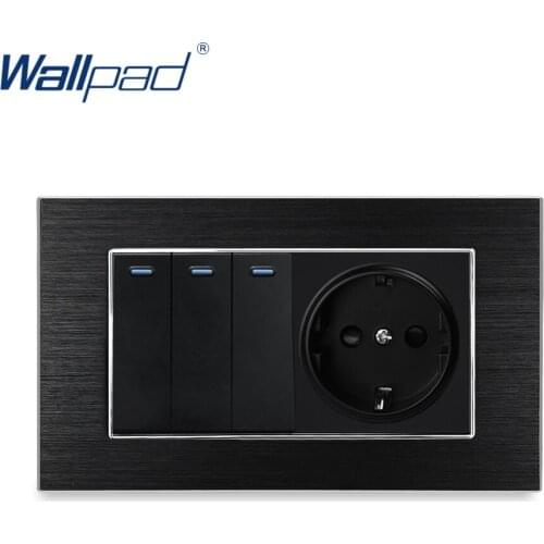 3 Gang 2 Way EU Socket German Standard Wallpad Luxury Wall Outlet Satin Metal Panel 146*86mm Wall Power Outlet