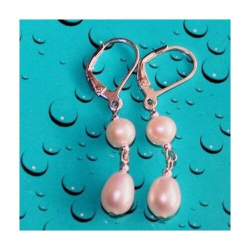 New Favorite Pearl Earring 9mm White Round Rice Freshwater Pearl S925 Silver Dangle Earring Leverbacks Fine Jewelry Lady Gift