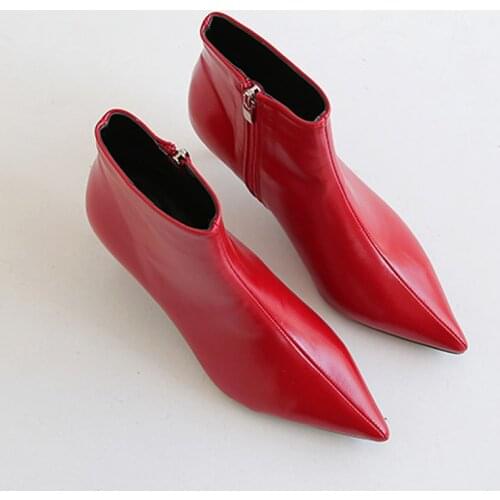 2020 autumn and winter new style with fine pointed high heels Martin boots white boots leather boots Womens boots spring wedgie