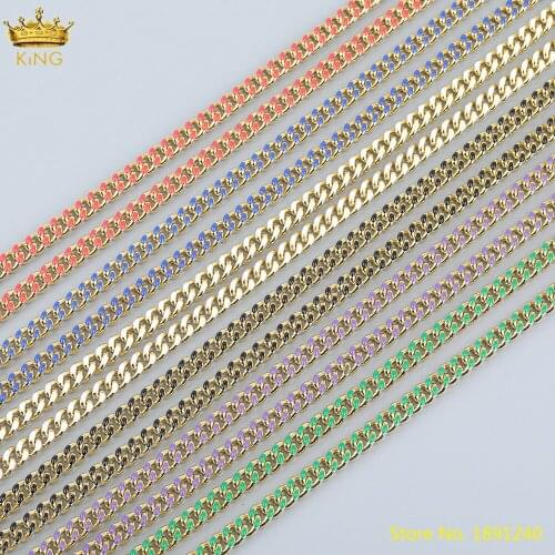 5M/lot 8mm Rainbow Enamel Beads Rosary Chains Findings,Plated Gold Copper Wire Wrapped Handmade Chain For DIY Jewelry Making