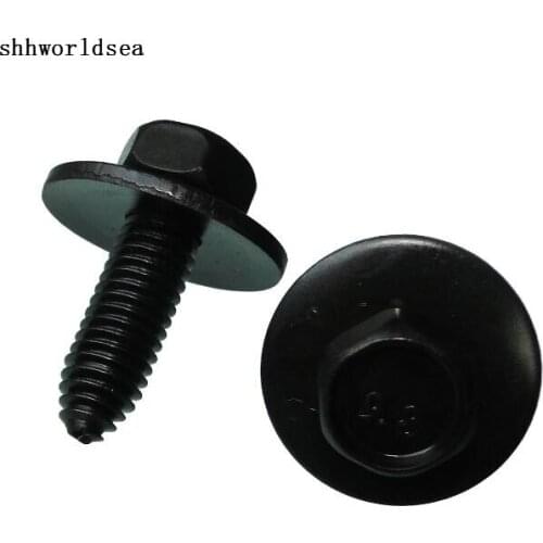 Shhworldsea 100pcs Zinc Black Hexagon Tapping Self-drilling Screw Fastener Clip