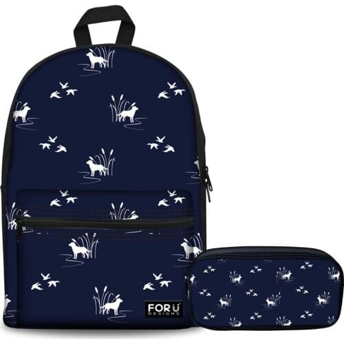 NOISYDESIGNS School Bags Backpack for Teenage Dog Ducks Scene Dark Navy Pattern School Satchel Schoolbag Girls Book Bag