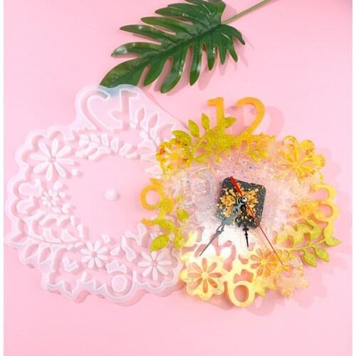Leaf Flower Dial Clock Silicone Mold for DIY Resin UV Crystal Epoxy Crafts Crystal Home Decoration