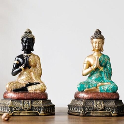 Buddha Statues Thailand for Garden Office Home Decor Desk Ornament Hindu Sitting Buddha Figurine Decoration