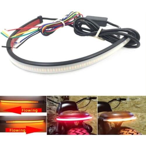 Motorcycle LED Flowing Lights Strip Sequential Switchback Tail Brake Turn Signal Taillight Lamp Red/Amber/White