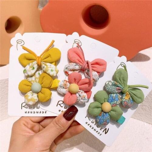 Floral Print Hair Clips Baby Girls Hair Accessories Children Kids Hair Flowers Hair Pins For Girls Kids Barrettes Headdress