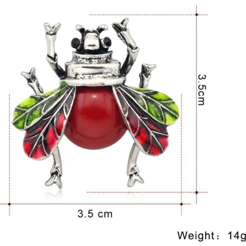 12pcs/lot Custom Red Bee Brooch For Women Jewelry Wholesale Sliver plated Insect Brooch Pins Clothing accessories