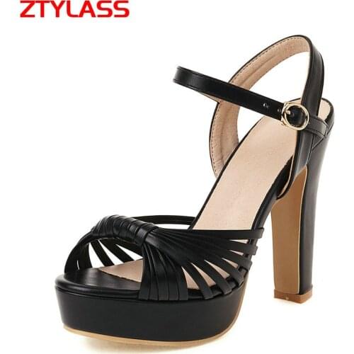 2021 New Summer Women High Heels Sandals Fashion Buckle Square High Heel Sandals Ladies Dress Open Toe Platfom Shoes Black