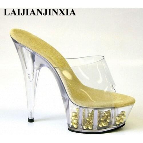 LAIJIANJINXIA 15CM High Heels Transparent Platform Sexy Sandals Nightclub Party Dancing Shoes Open Toe Women Pole Dance Shoes