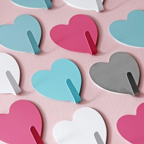 1/2/5pcs Heart Shape Hooks Self Adhesive Hooks Stainless Steel Strong Sticky Wall Door Hang Kitchen Bathroom Storage Organizer