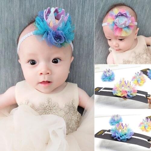 10pcs Fashion Cute Glitter Tiaras Headbands Gradient Gauze Floral Crown Soft Hairbands Princess Headwear Girls Hair Accessories