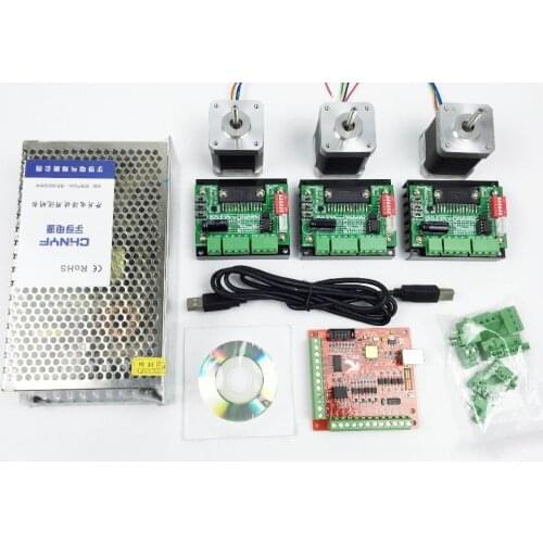 CNC Router USB 3 Axis Kit,3pcs TB6560 driver+ mach3 USB stepper motor controller board + 3pcs nema17 stepper motor +power supply