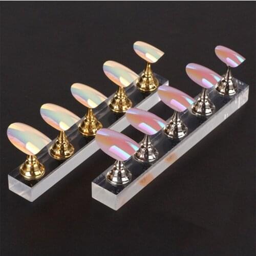 5PCs/set Acrylic False Nail Tips Display Stand Holder Set Magnetic Clear Showing Shelf Practice Holders Manicure Nail Salon Tool