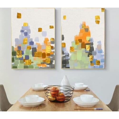 Abstract Mosaic Landscape Posters Print Nordic view Canvas Art Home Decor Scandinavian Bedroom Decoration Wall Painting Pictures