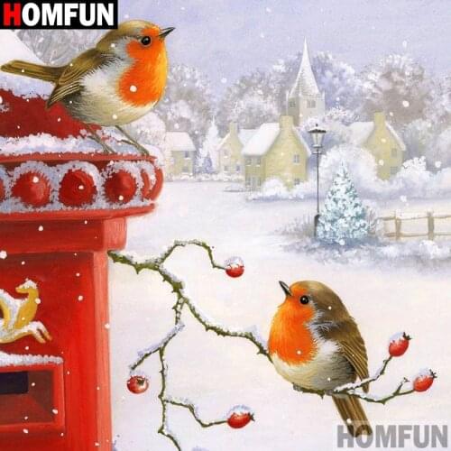 Homfun Full Square/Round Drill 5D DIY Diamond Painting "Bird snow scene" 3D Embroidery Cross Stitch Home Decor Gift A11068