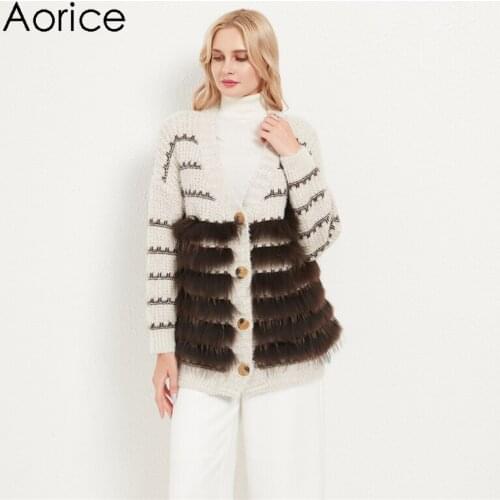 Aorice women real fox fur coat jacket 2020 Ins hot lady female girl winter sweater coats parka CT049