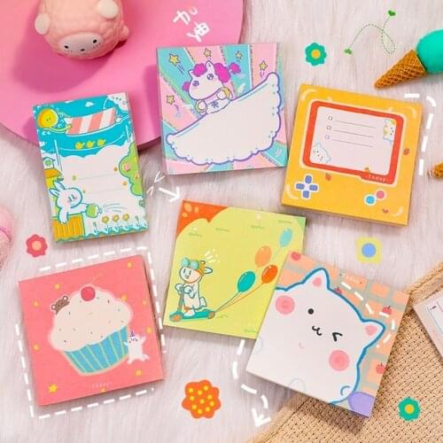 100 Sheets Cutecute Cartoon Memo Pad Kawaii Sticky Notes Girl Diary DIY Decorative School Notebook Stationery