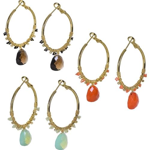 Electroplated real gold, rare earth, zirconium stone, twisted gold wire, nine word, C-shaped circle, female earring manufacturer