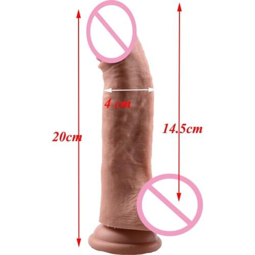 Mlsice 20cm Double Realistic Artificial Penis Dick Soft Silicone Dildo Suction Cup Male Woman Masturbator Adult Sex Toys Dildos