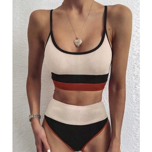 High Waist Bathing Suit Women Two Piece Tankini Swimsuits Women Swimwear Swimming Suit for Women Beach Wear bikinis 2021