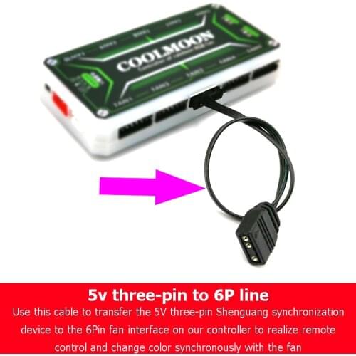 Small 4Pin/6Pin to 5V ARGB 3Pin Fan Controller Adapter Cable for Coolmoon 5V Three-pin to 4pin/6Pin Controller Adapter Cable