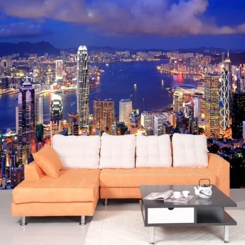 Custom Mural Wallpaper Beautiful City Building Night Landscape 3D Wall Murals Living Room Sofa Backdrop Wall Home Decor Frescoes