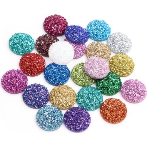 New Fashion 8mm 10mm 12mm Mix Colors Druzy Natural Stone Convex Flatback Resin Cabochons DIY Jewelry Making Accessories Supplies