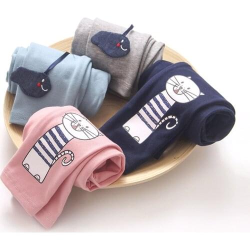 New Arrival Kids Leggings Pants Cute Cat Print Pattern Baby Girls Leggings Skinny Elastic Waist Trousers Pantalones Enfant 2017