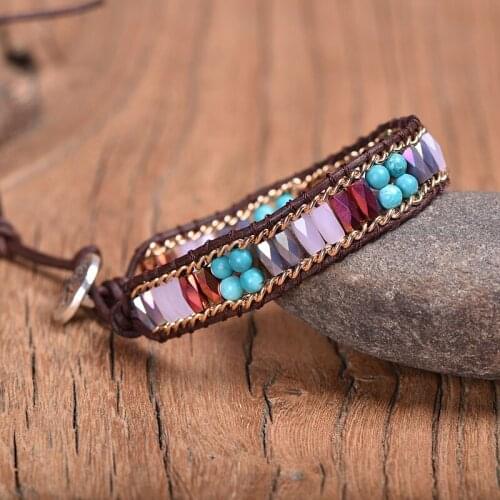 New Arrival Handmade Mix Color Crystal Beads Weave Bracelet For Woman