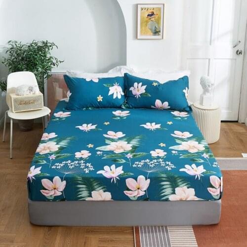 New Product 1pcs 100% Cotton Printing bed mattress set with four corners and elastic band sheets(pillowcases need order)