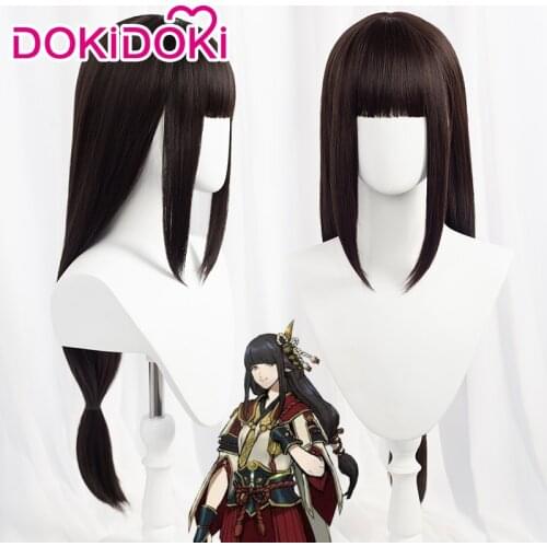 DokiDoki Game Monster Hunter Rise Hinoa The Quest Maiden Cosplay Wig Long Black Wig Kurosawa Dia Hair Azur Lane Noshiro Wig