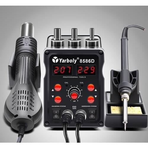 Soldering Stations 8586D Double Digital Display 2 in 1 SMD Rework Solder Stations Hot Air Gun Solder Iron Than 8586 858D 858 898