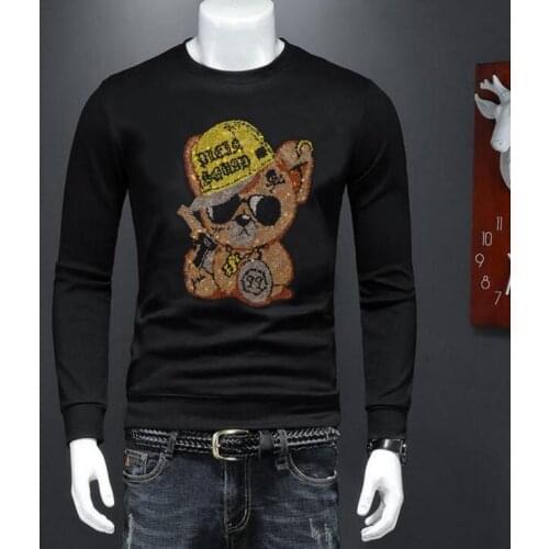 Drop shipping High quality winter Diamonds clothing boys male men autumn hoodie Hot drill design