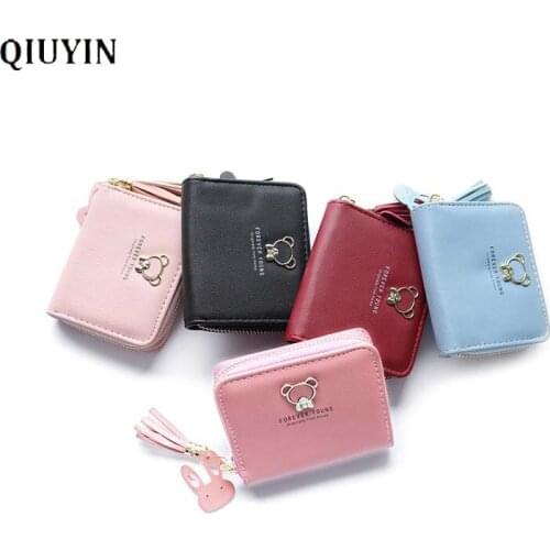Qiuyin Letter Purse Female/woemns Wallet Luxury Brand Mini Purse Money Clip Clutch Bag Coins Wallet Zipper Leather Purse Women