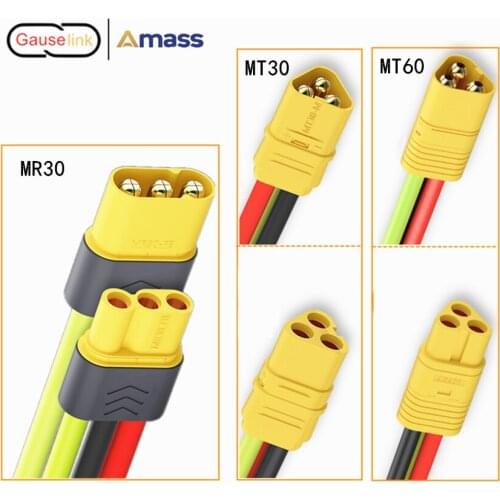Amass MR30 MT30 MT60 Connector Socket Plug Cable Wire Female Male 3 Pins for Helicopter Drone Li Lithium Ion Battery Gauselink