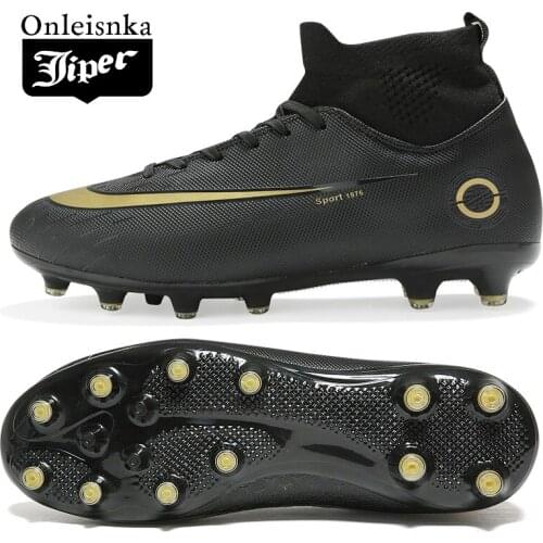 Size 35-45 Mens Soccer Shoes High Ankle Cleats Teenager Breathable Sneakers Kids Grass Training FG / TF Antiskid Football Boots