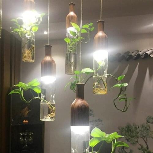 Nordic plant glass chandeliers three creative personality simple modern restaurant bar lights free shipping LB010312