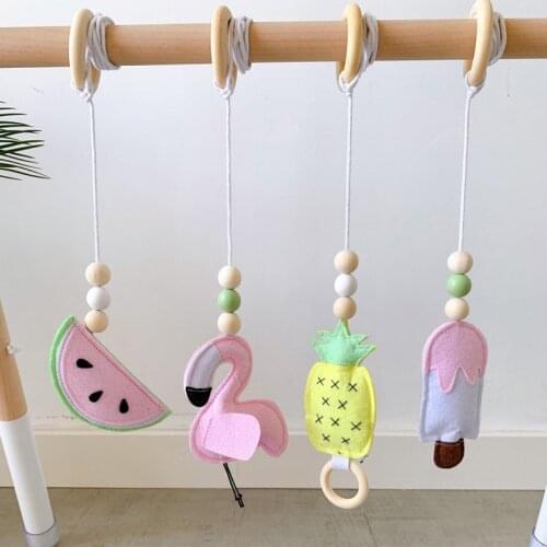 Nordic Baby Gym Play Nursery Sensory Ring-pull Toys Wooden Fitness Rack Hanging Decor Ornament Kids Room Decoration Accessories