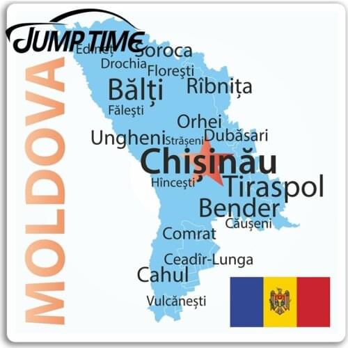 Jump Time for Moldova Map Vinyl Stickers Flag Travel Sticker Laptop Luggage Bumper Decals Waterproof Car Accessories