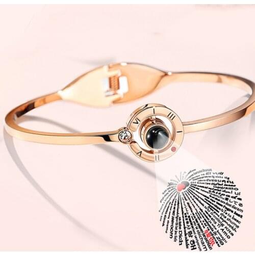 I Love You Bracelet 100 Languages Memory Bracelet Women Rose Gold Roman Numerals Wedding Bracelets Jewelry