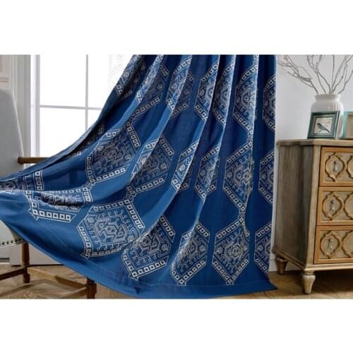 Cotton Linen Curtain Geometric Embroidery Curtains Window Screen Decoration Fabric Retro for Living Room Bedroom Curtains Custom
