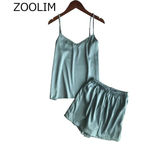 ZOOLIM Women Pajamas Sets Satin Sleepwear Silk Pijama Ladies Nightwear Womens Pajamas with Shorts Pyjama Sleepwear
