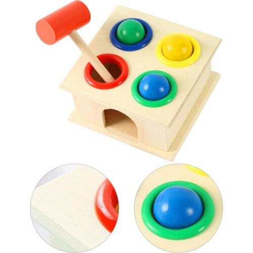 1 Set Wooden Hammering Ball With Hammer Box Color Cognitive Matching Toy Children Early Learning Toy For Children