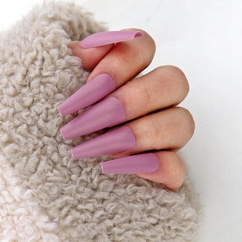 20pcs Coffin Press on nails Long nails Static Nails Ballerina Coffin Press-On Glue Nails pink