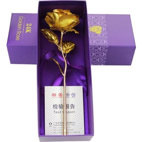 24K Gold Foil Rose Flower Artificial Rose Flower Bouquet LED Galaxy Rose Flower Valentines Day Gifts for Bedroom Home Decor Hot