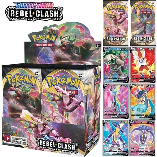 324Pcs Pokemon Cards TCG: Sword & Shield Rebel Clash Booster Box Collectible Trading Card Game 2020 Newest Kids Toys
