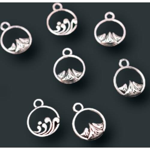 60pcs Silver Plated Ocean Wave & Mountain Pendants Retro Bracelet Earrings Metal Accessories DIY Charm Jewelry Crafts Making