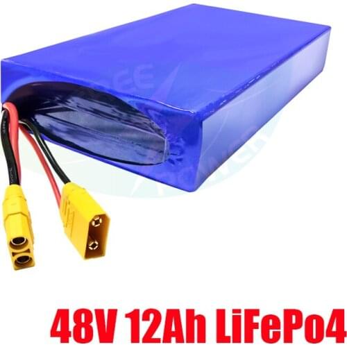 48V 12Ah Solar Lithium Ion LiFePO4 Cell Replacement Lead Acid Deep Cycle Battery Pack for Electric Bike + 58.4V 5A Charger