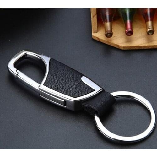 Car-Styling Metal Key Ring Cowhide KeyChain For Ford EDGE Explorer EXPEDITION EVOS START C-MAX S-MAX B-MAX